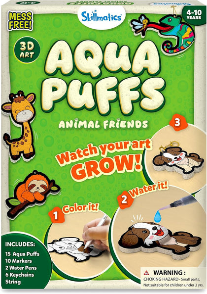 Skillmatics Aqua Puffs Animals, Art & Craft, Paint by Number, Gift for Kids