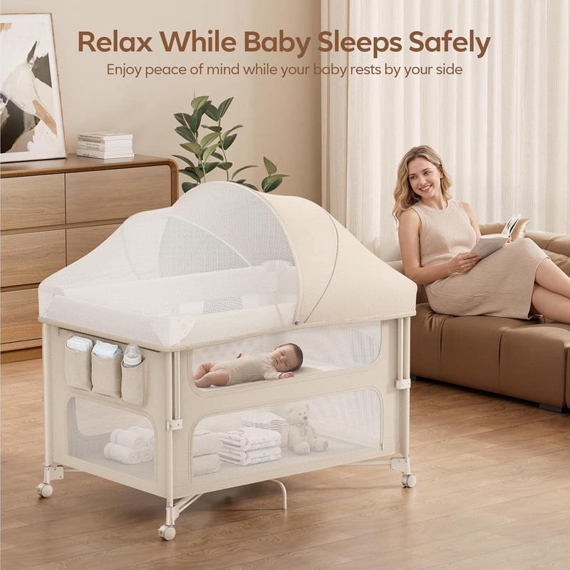 Angelbliss Cuna Colecho Plegable 5 en 1 con Corral de Juegos