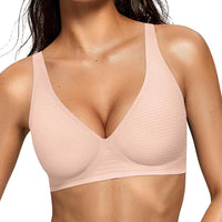 OEAK Womens Jelly Bras Wireless Deep V Comfy Push Up Tshirt Bras COL 3XL