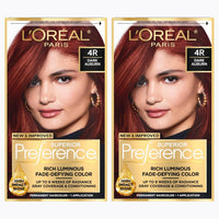 L'Oreal Paris Superior Preference Luminous Fade-Defying Permanent Hair Color, Hair Dye For Up to 9 Weeks of Radiance, Dark Auburn 4R, 1 Hair Dye Kit (Pack of 2)