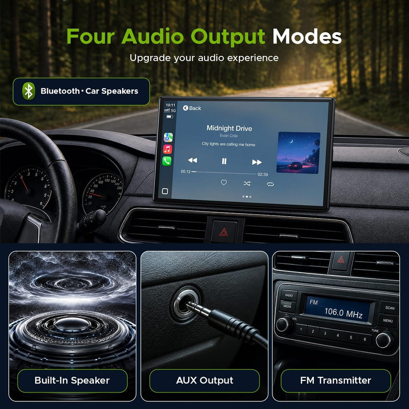 TOGUARDGO 9'' Carplay Screen for Car, Wireless Car Play and Android Auto