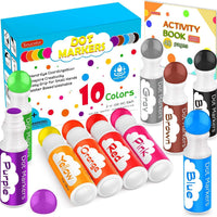 Soucolor Washable Dot Markers,10 Vibrant Colors 48 Pages Activity Book