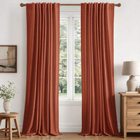 MIULEE Fall 100% Blackout Linen Curtains for Bedroom 40W x 108L Terracotta