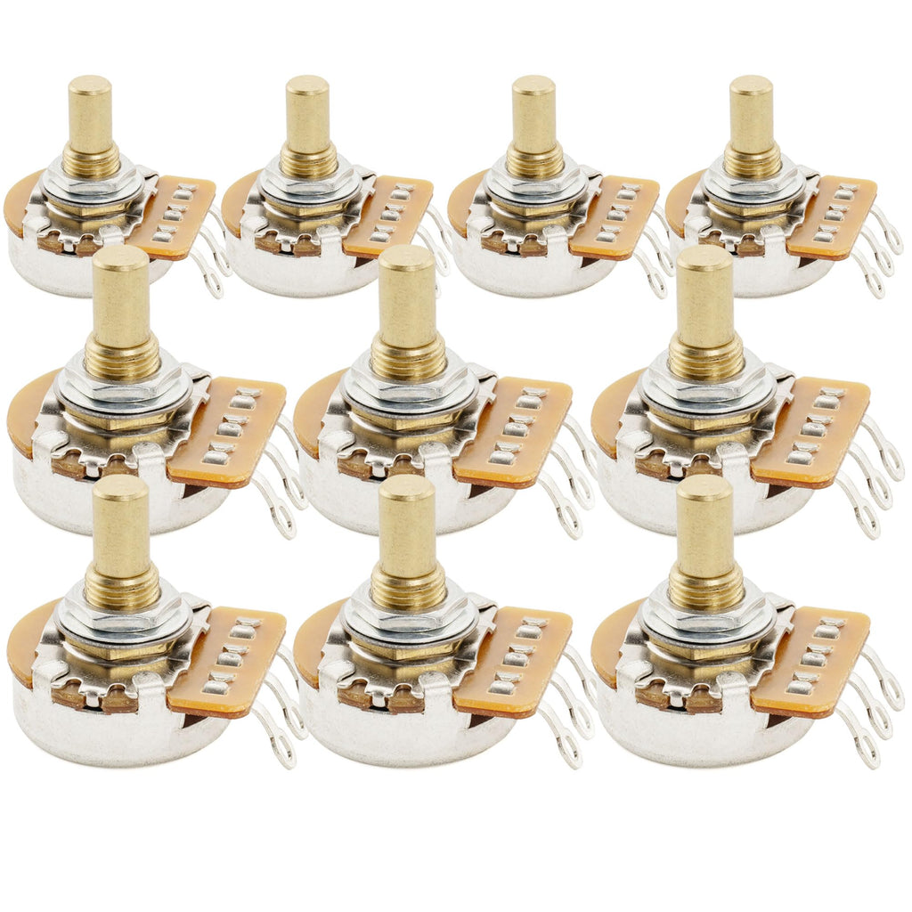 Musiclily Pro HD B500K Pots Brass Metric Solid Short Shaft 6.5mm Linear Taper Potentiometers for Electric Guitar Bass (Set of 10)