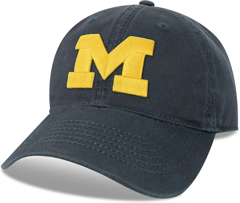 Legacy NCAA Officially Licensed Baseball Hat, Michigan Wolverines, Lightweight Cap for Men & Women, Relaxed Twill Adjustable (EZA), Navy, One Size Fits Most, Adjustable Fabric Closure