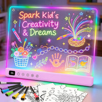Lumiboard Led Drawing Board with 13 Light Effects, 16" Rechargeable Glow Doodle LED Note Board with Colors, Neon Light Up Drawing Tablet Gifts for Kids for Easter Birthday Christmas Gift Ideas-Purple