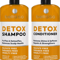 Detox Shampoo and Conditioner Set - Ideal for Oily Hair Men and Women - Remove Product Buildup - Sulfate and Paraben Free, with Scalp Clarifying and Detoxifying Properties - With Rosemary Oil
