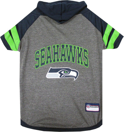 Pets First NFL Seattle Seahawks Hoodie for Dogs & Cats. | NFL Football Licensed Dog Hoody Tee Shirt, Small | Sports Hoody T-Shirt for Pets | Licensed Sporty Dog Shirt