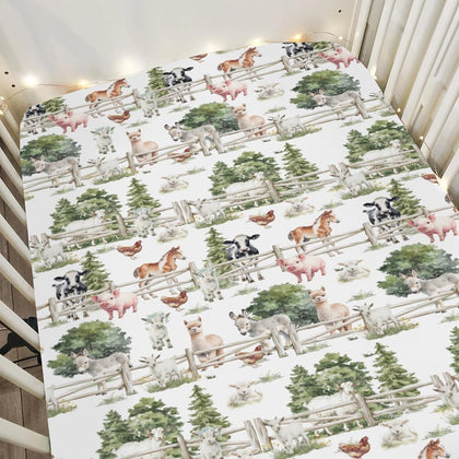 Farm Life Watercolor Baby Crib Sheets for Boy Girl 52