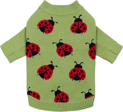 Fitwarm Ladybug Dog Sweater, Warm Dog Winter Clothes for Small Dogs Boy Girl, Pet Outfit, Green, Red, Black, Small