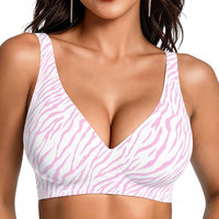 OEAK Womens Jelly Bras Wireless Deep V Comfy Push Up Tshirt Bras ZP XXL