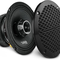 DS18 PRO-ZT6 6.5-Inch 2 Way Pro Audio Midrange Speakers with Built-in Bullet Tweeter 4-Ohms 450W Max 225W RMS Water Resistant - Black Metal Mesh Grill Included (1 Speaker)