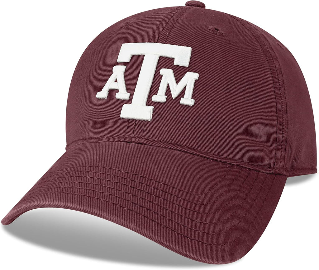 Legacy NCAA Officially Licensed Baseball Hat, Texas A&M Aggies, Lightweight Cap for Men & Women, Relaxed Twill Adjustable (EZA), Maroon, One Size Fits Most, Adjustable Fabric Closure