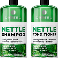 Nettle Shampoo and Conditioner Set - Sulfate Free to Boost Volume - Thickening, Strengthening, Volumizing Formula for Fine and Thinning Hair Women and Men - 16 Fl Oz (Pack of 2)