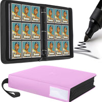 TIFFDADA Trading Card Binder 9 Pocket, Holds 810+ Cards, 45 Double Sided Sleeves, Spine Label with a Maker Pen, Top Loading PU Card Collection Album Folder with Zipper for TCG, PTCG, MTG, Sports Cards