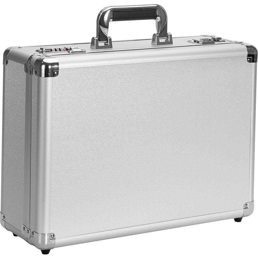 LOCKCURX File Organizer Storage Box - 18.9 x 14.6 x 6.3 Inch X-Large, Portable Locking Storage Totes with Dual Combination Locks for Cash, Documents & Valuables - Silver