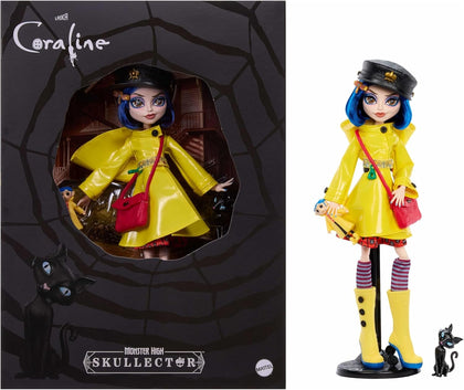 Monster High Skullector Doll, Coraline Collectible in Yellow Raincoat
