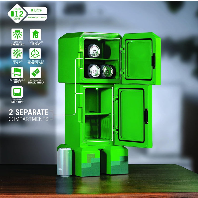 Ukonic Minecraft Legends Creeper Mini Fridge 8L
