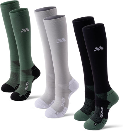 musesox Compression Socks for Women and Men,15-20 mmHg Support(3 Pairs)