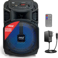 Pyle 8” Bluetooth Portable PA Speaker - 300W Karaoke Machine with Flashing LED Lights, Built-in Rechargeable Battery, FM Radio, USB/MP3 Connectivity, 300W Max Power, Bluetooth Streaming