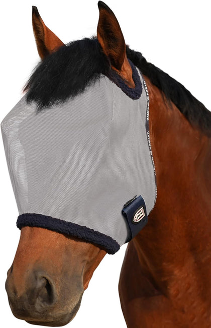 Harrison Howard All Round Mesh Horse Fly Mask UV Protective with Fleece Padded Edging Grey XL