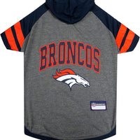 Pets First NFL Denver Broncos Hoodie for Dogs & Cats. | NFL Football Licensed Dog Hoody Tee Shirt, X-Small| Sports Hoody T-Shirt for Pets | Licensed Sporty Dog Shirt