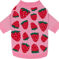 Fitwarm Adorable Strawberry Dog Sweater, Thermal Dog Winter Clothes for Small Dogs Girl, Pet Outfit, Pink, Red, White, Green, XXL