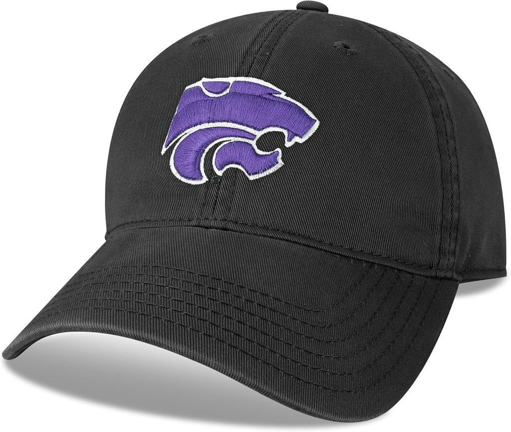 Legacy NCAA Officially Licensed Baseball Hat, Kansas State Wildcats, Lightweight Cap for Men & Women, Relaxed Twill Adjustable (EZA), Black, One Size Fits Most, Adjustable Fabric Closure