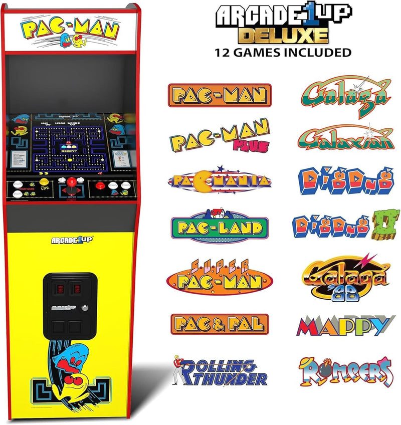 Arcade1Up PAC-Man Deluxe Arcade Machine for Home - 5 Feet Tall - 14 Classic Games