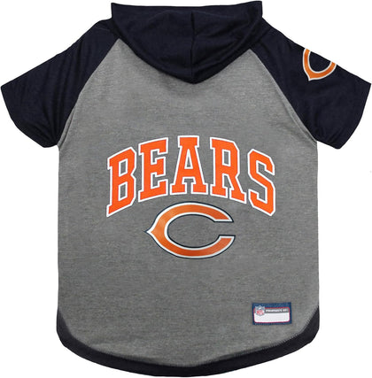 Pets First Hoodie T-Shirt for Dogs & Cats. NFL Chicago Bears Football Licensed Dog Hoody Tee Shirt, X-Small Sports Hoody T-Shirt for Pets Licensed Sporty Dog Shirt (CHI-4044-XS)