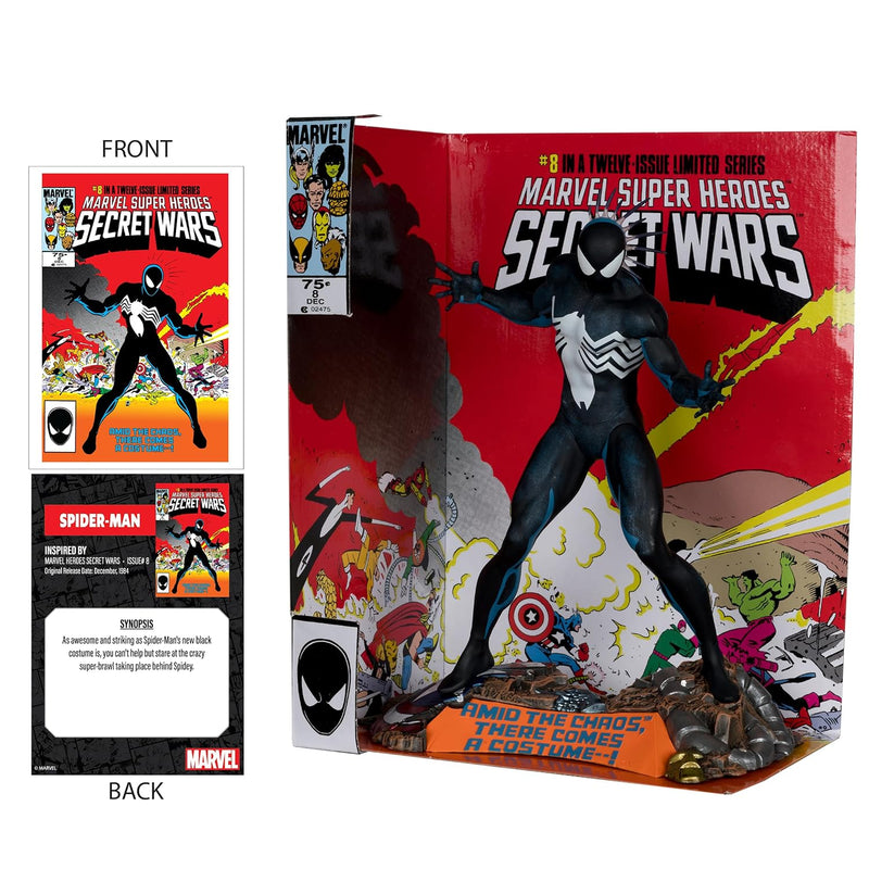 McFarlane Toys Marvel Spider-Man Escala 1:6 con Escena y Comic (Marvel Super Heroes Secret Wars #8)