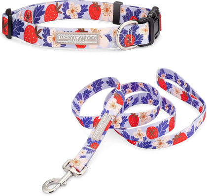 Lucky Love Dog Collar and Leash Set Matching Cute – Sweet Berry, X-Small