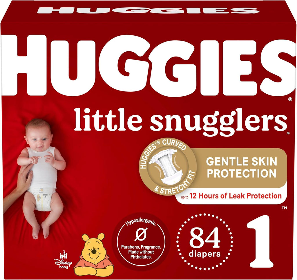 Huggies Little Snugglers Baby Diapers, Size 1 (8-14 lbs), 84 Ct, Newborn Diapers