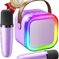 Kinglucky Mini Karaoke Machine for Kids, Top Birthday Gift Pick for Girls Ages 3-12 Years Old, Kids' Personal Video Players Accessories with 2 Mics Singing Present Toy Purple