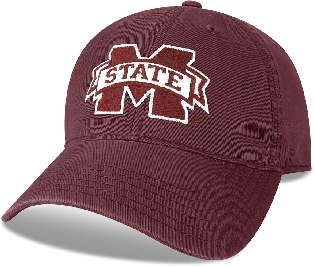 Legacy NCAA Officially Licensed Baseball Hat, Mississippi State Bulldogs, Lightweight Cap for Men & Women, Relaxed Twill Adjustable (EZA), Maroon, One Size Fits Most, Adjustable Fabric Closure