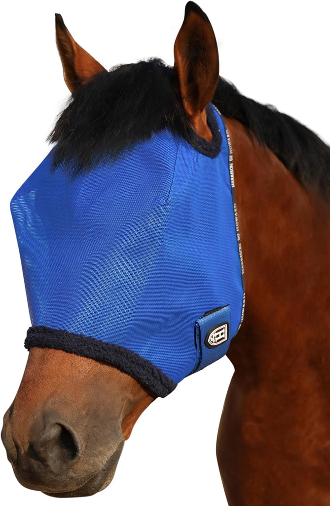 Harrison Howard All Round Mesh Horse Fly Mask UV Protective with Fleece Padded Edging Signature Blue S