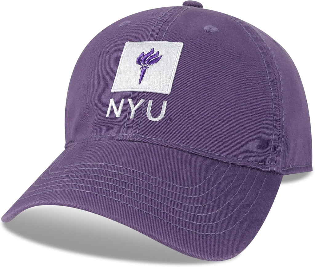 Legacy NCAA Officially Licensed Baseball Hat, NYU Violets, Lightweight Cap for Men & Women, Relaxed Twill Adjustable (EZA), Purple, One Size Fits Most, Adjustable Fabric Closure