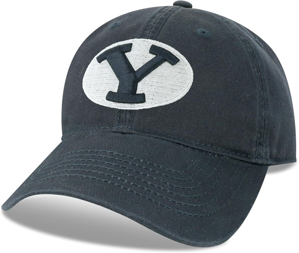 Legacy NCAA Officially Licensed Baseball Hat, BYU Cougars, Lightweight Cap for Men & Women, Relaxed Twill Adjustable (EZA), Navy, One Size Fits Most, Adjustable Fabric Closure
