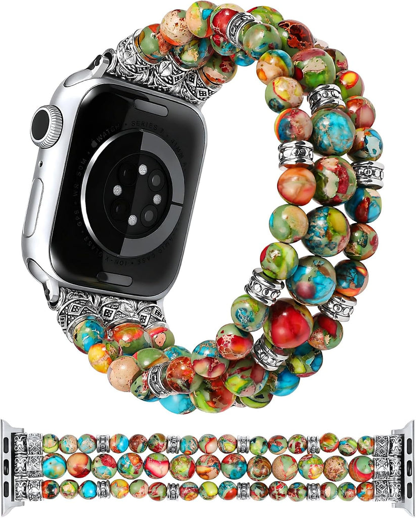 Moolia Beaded Stretch Band Compatible with Apple Watch Bands for Women