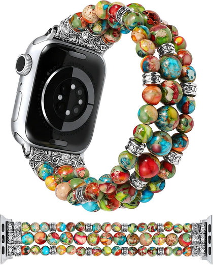Moolia Beaded Stretch Band Compatible with Apple Watch Bands for Women
