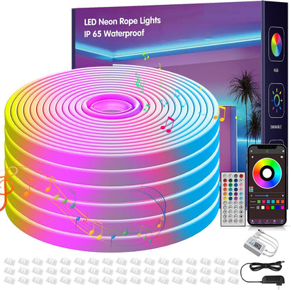 NBBUFF 100FT RGB Led Neon Rope Lights Outdoor with Remote&App Control 2Roll