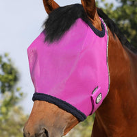 Harrison Howard All Round Mesh Horse Fly Mask UV Protective with Fleece Padded Edging Purple L