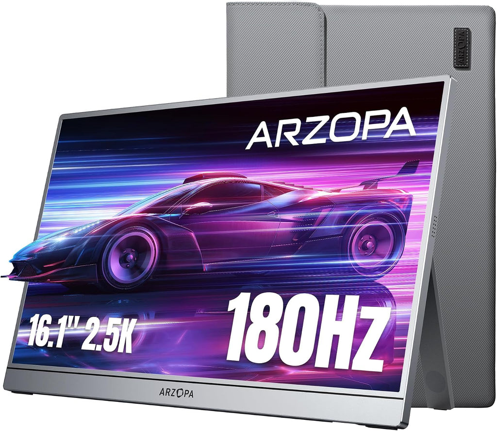 ARZOPA 16.1'' 180Hz 2.5K Portable Monitor, 2560x1440 QHD 107% sRGB Kickstand Portable Gaming Monitor with HDR, Ultra Slim, Eye Care, External Second Screen for Laptop, PC, PS5, Mac, Xbox-Z3FC