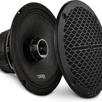 DS18 PRO-ZT Pro Audio Coaxial Midrange Speakers with Built-in Bullet Tweeter, 4-Ohms, Water Resistant - Black Metal Mesh Grill Included (1 Speaker) (8" inches)