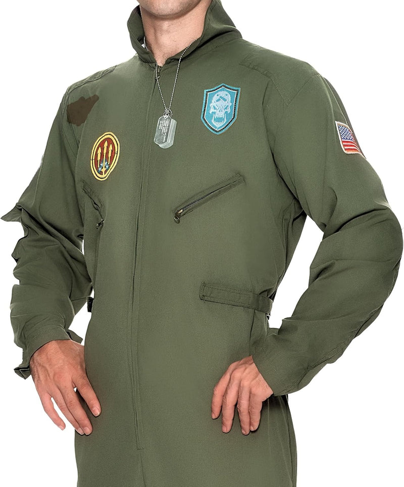 Spooktacular Creations Men’s Fighter Pilot Jumpsuit Adult, Pilot Costume Men with Accessory for Halloween