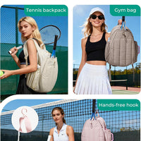 BAGSMART - Bolsa de tenis y gimnasio para mujeres, con compartimento para 2 raquetas,