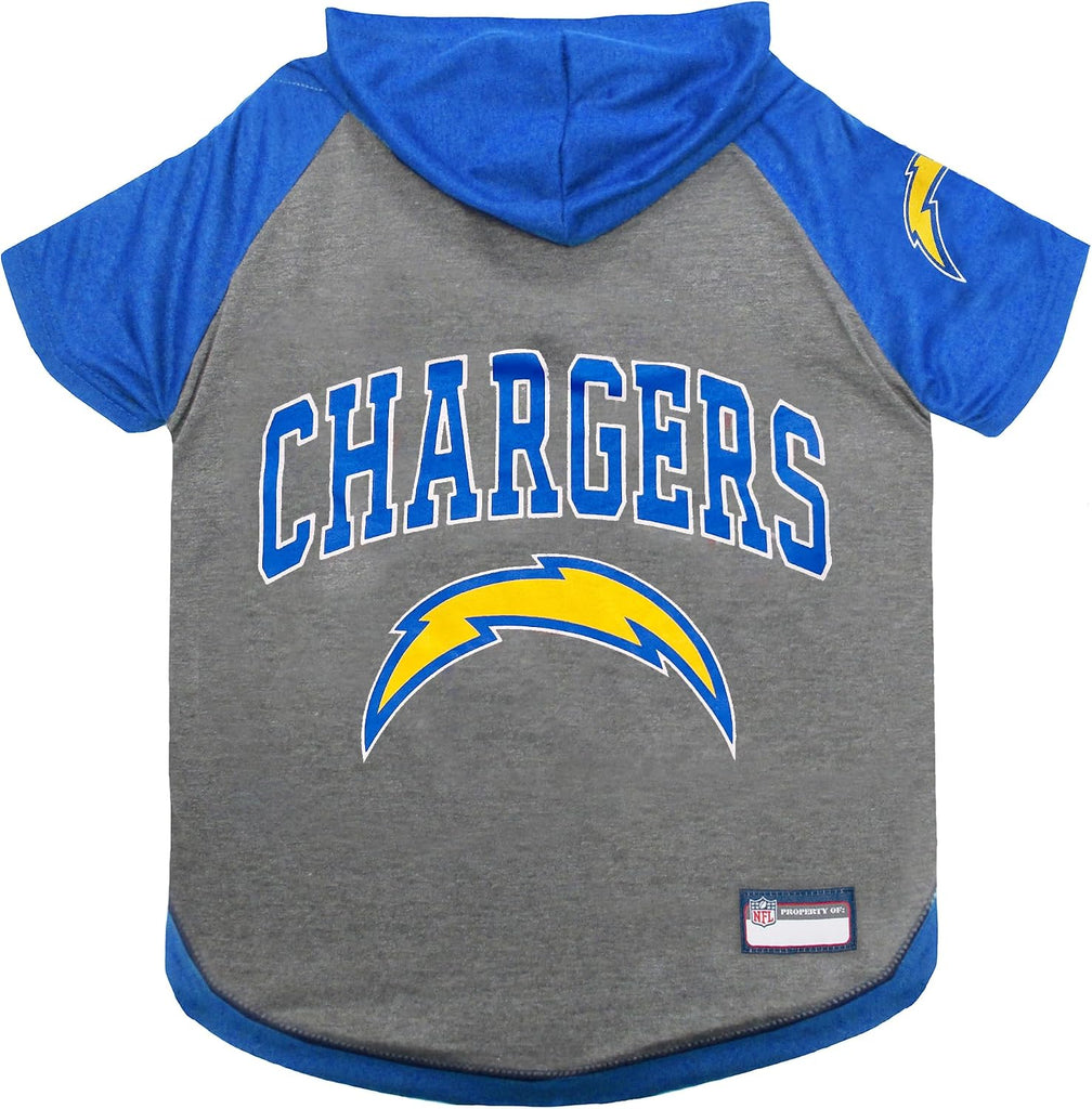 NFL Los Angeles Chargers Hoodie for Dogs & Cats. | NFL Football Licensed Dog Hoody Tee Shirt, X-Small| Sports Hoody T-Shirt for Pets | Licensed Sporty Dog Shirt
