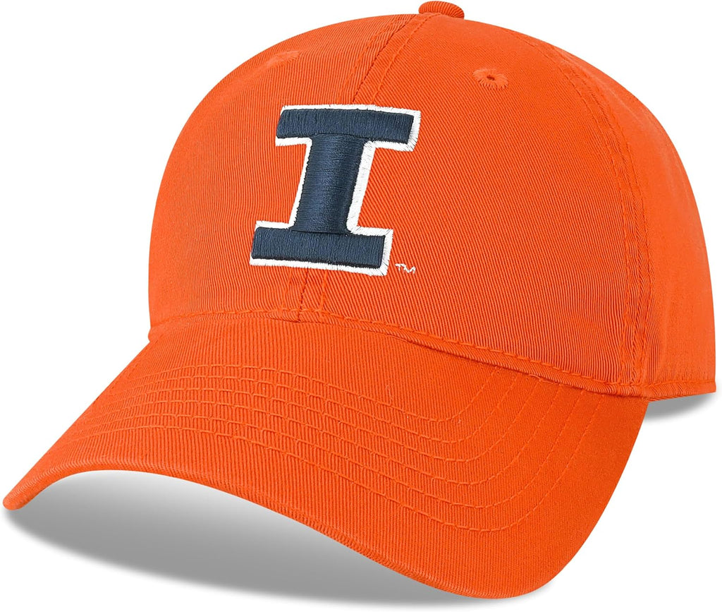 Legacy NCAA Officially Licensed Baseball Hat, Illinois Illini, Lightweight Cap for Men & Women, Relaxed Twill Adjustable (EZA), College Orange, One Size Fits Most, Adjustable Fabric Closure