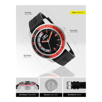Reloj Invicta para hombre, modelo Specialty, acero inoxidable, con correa negra de silicona y movimiento de cuarzo