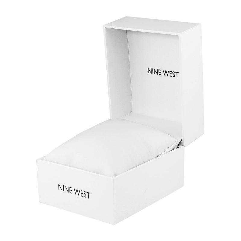 Nine West Reloj de pulsera Gunmetal elegante para mujer con pulsera metálica y esfera analógica